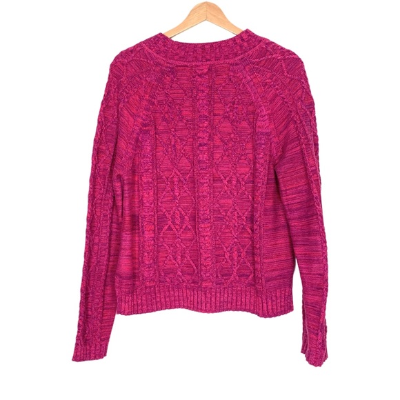 GAP OC Cable Knit Sweater Crew Neck Pink Marble Size Large - Picture 3 of 10